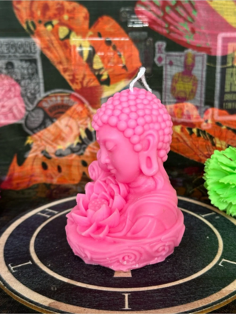 Handmade Pink Buddha Lotus Candle – Spiritual Meditation Decor
